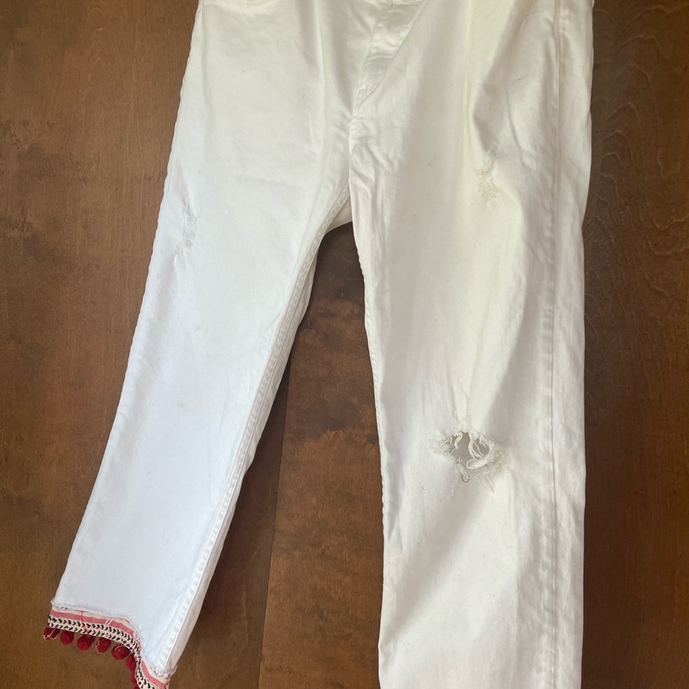 Restyled white jeans